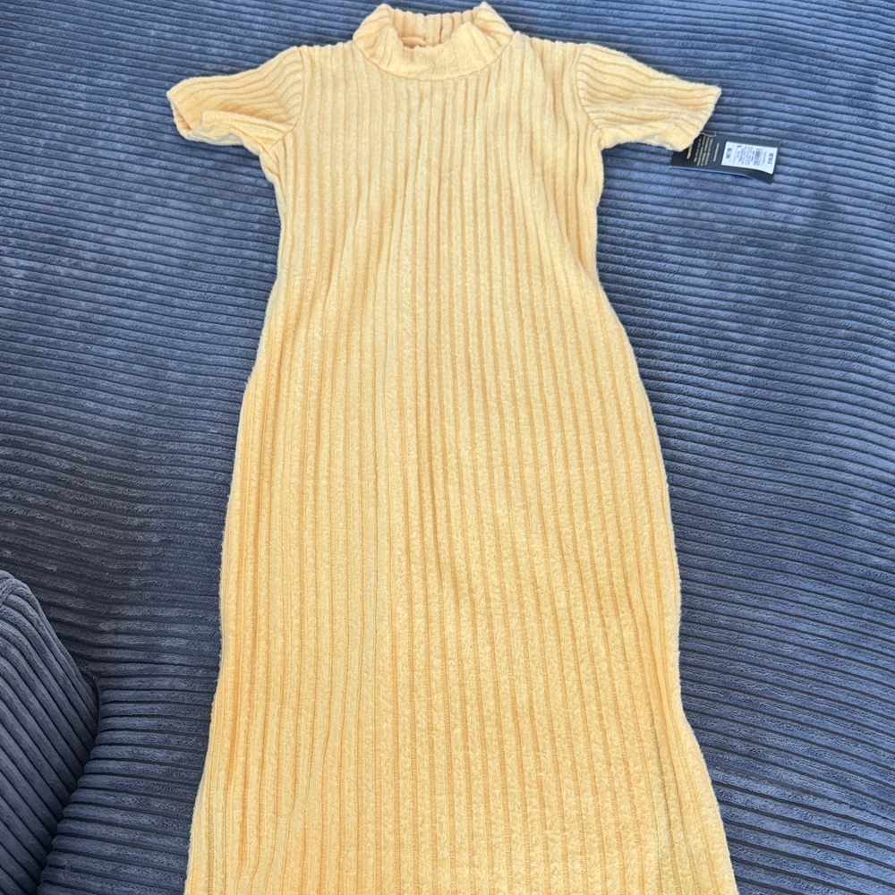 Art Class Yellow Ribbed Casual Dress